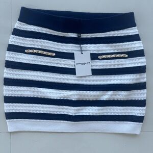 Generation Love Navy and White Striped chain- link miniskirt size small new